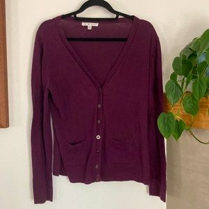 CAbi plum button up sweater